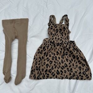 Baby Toddler Girls‎ Leopard Cheetah Overall Dress Sz 24months 2 Piece Set Tights